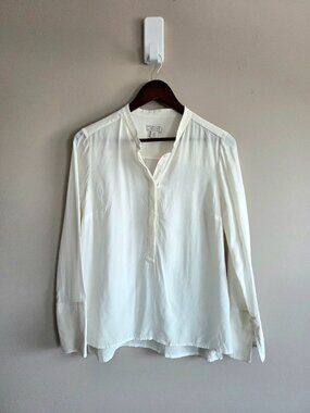 Point Sur J.Crew 100% silk beige button up shirt top blouse
